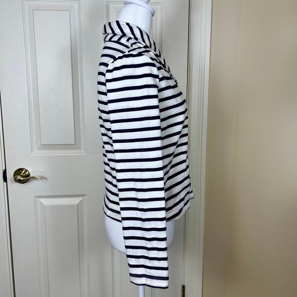 Splendid 100% Cotton Knit Moto Jacket Zipper Stripe Double Breasted Small - Picture 4 of 10